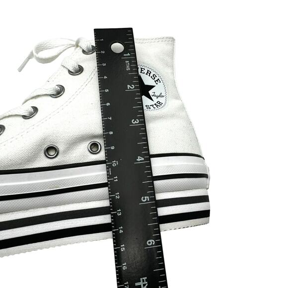 CONVERSE Womens 7.5 White Chuck Taylor All Star Lift Platform High-Top Sneakers - Picture 7 of 9